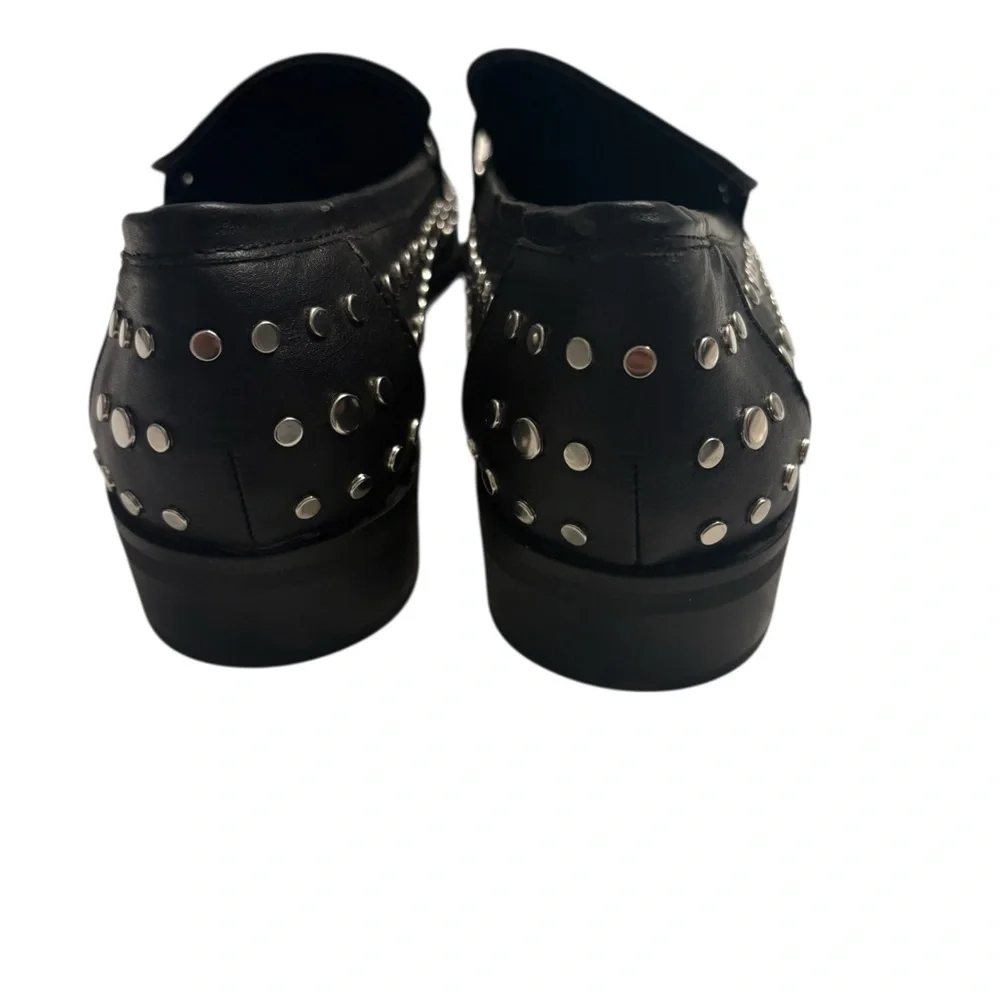 🖤 NWT Shu Shop Titina Black Studded Loafers Womens Size 6.5 New Edgy Modern‎